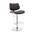 Armen Living Leland Adjustable Black Faux Leather & Chrome Finish Bar Stool LCLEBAWABL